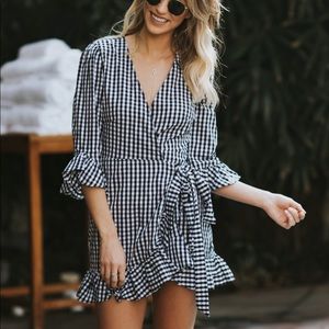 Gingham wrap dress size M.